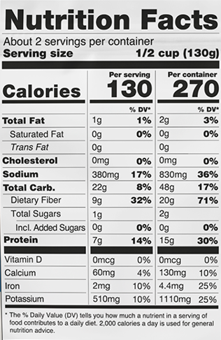 Nutritional Label
