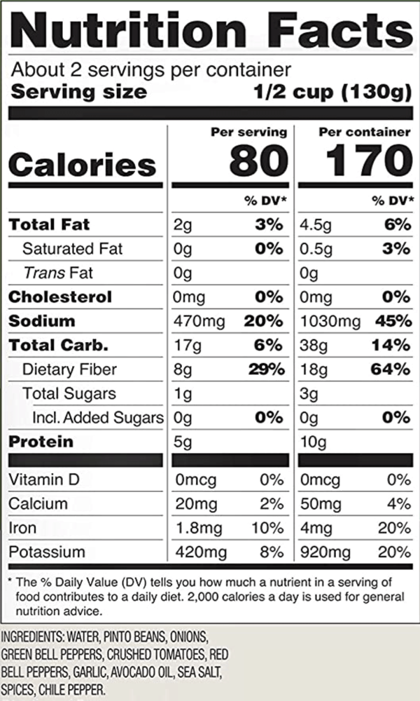 Refried-Pinto-beans Nutrition Facts